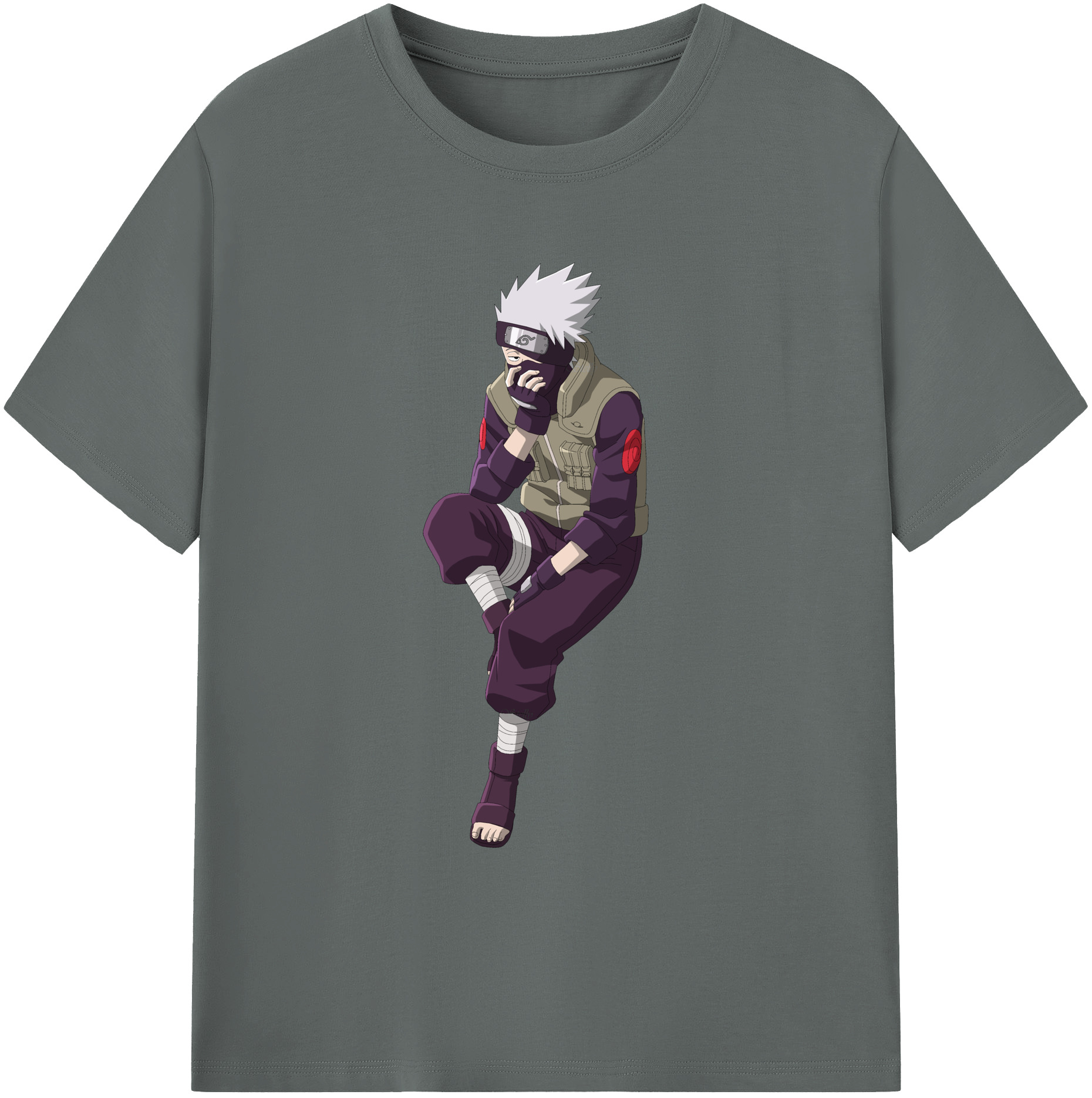 （画像用） NARUTO -ナルト- はたけ カカシ Hatake Kakashi 綿100％ メンズ半袖Tシャツ｜肌触りやわらか＆通気性